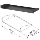 1u Black Steel Rack Shelf - 181.5mm Depth